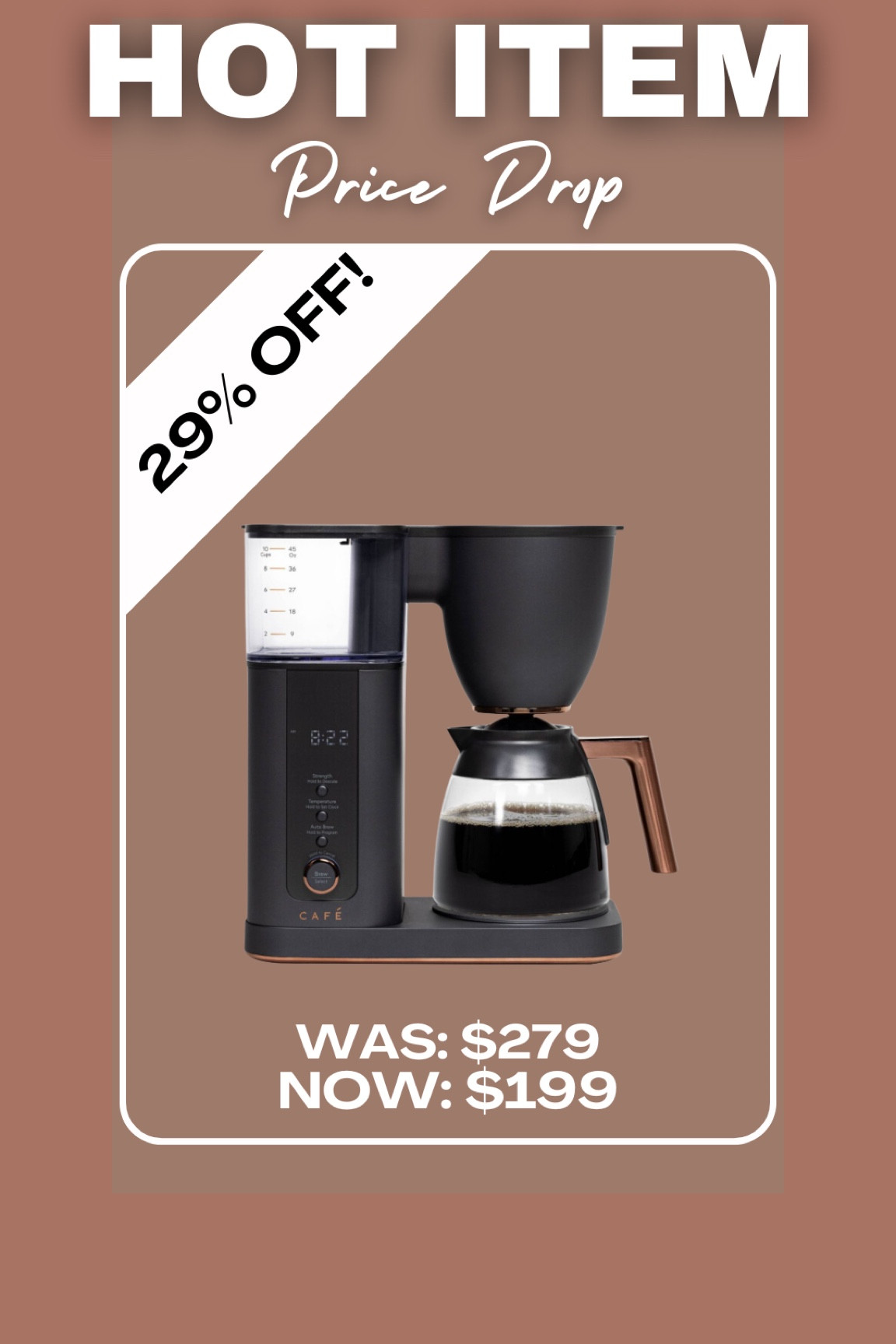 CAFE specialty drip coffee maker with glass carafe from Target!