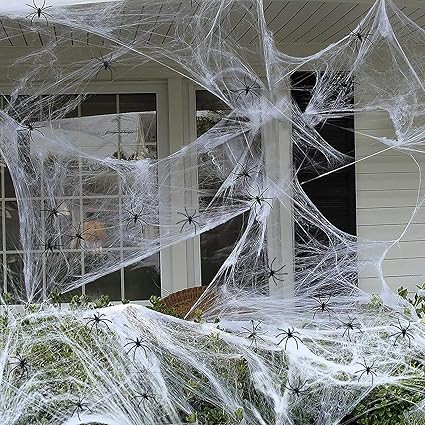 Halloween Spider Web Decorations,Stretchy Large Fake Spiderwebs with Extra Fake Spiders for Outdo... | Amazon (US)