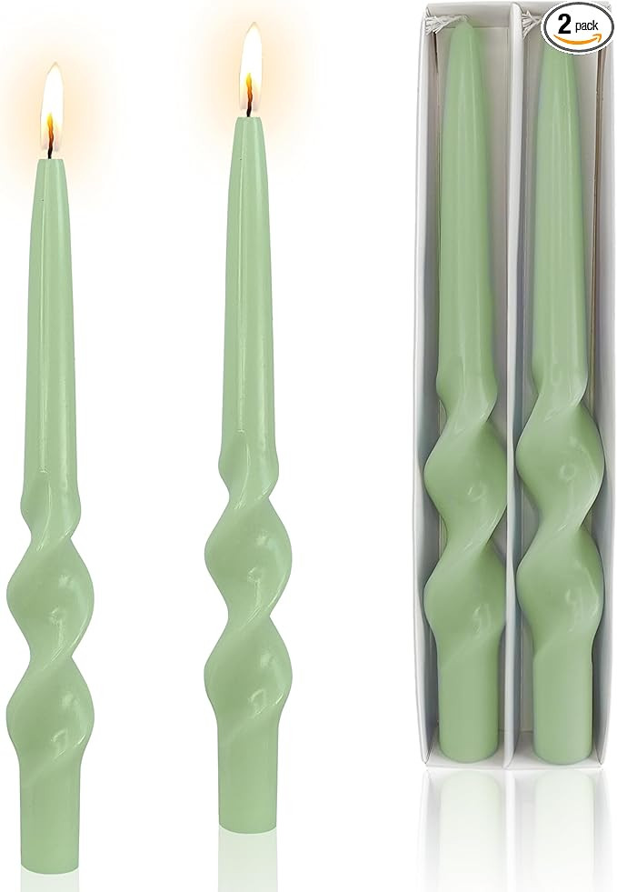 Green Candle Unscented Candle Sticks 10 inch Light Green Taper Candles 2 PCS Smokeless Summer Can... | Amazon (US)