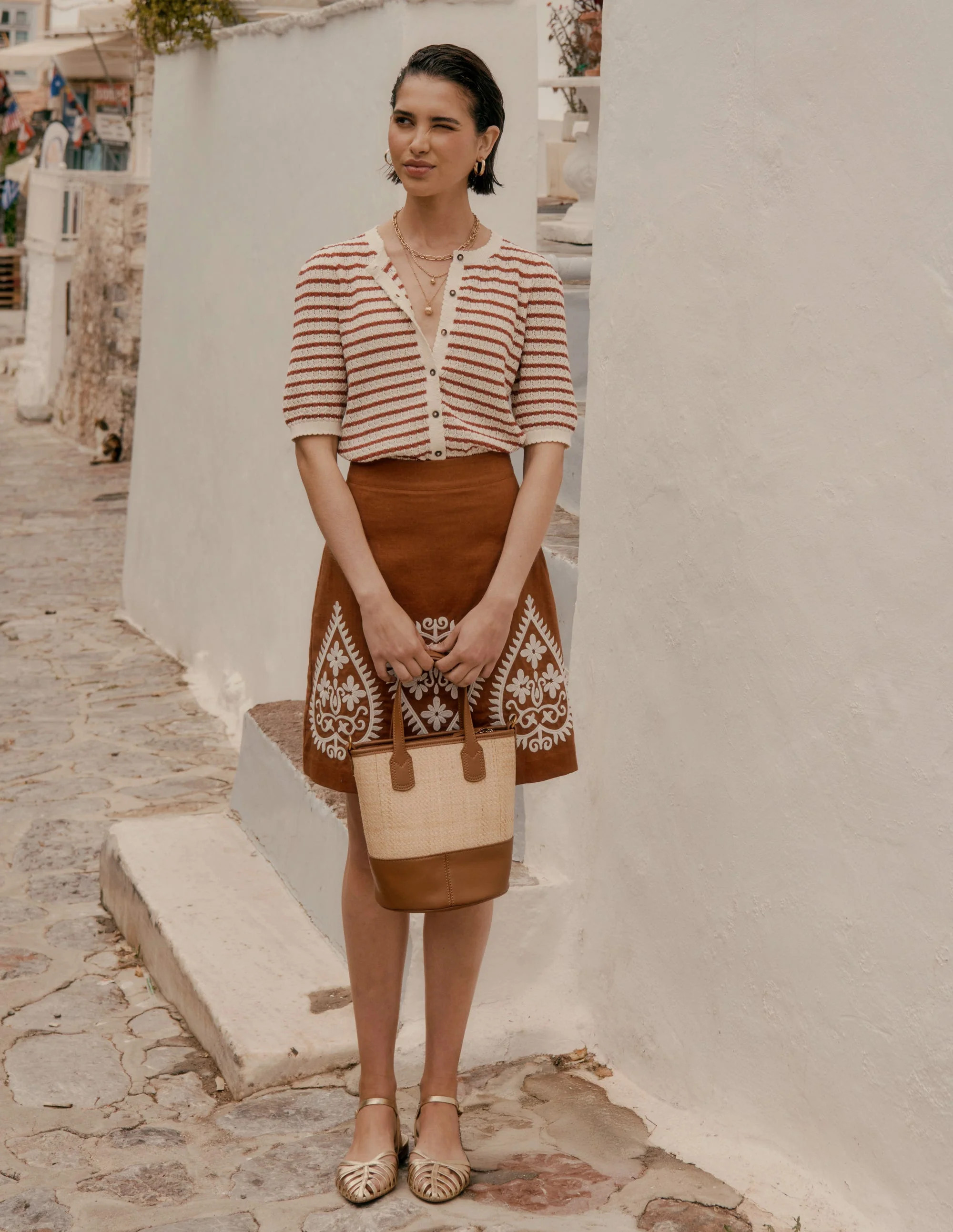 Dot Pointelle Cardigan-Warm Ivory/ Red | Boden (US)