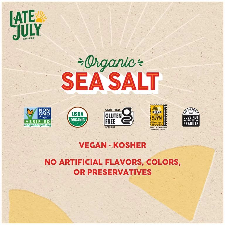 Late July Snacks, Thin and Crispy Organic Tortilla Chips, Sea Salt, 10.1-oz. Bag | Walmart (US)