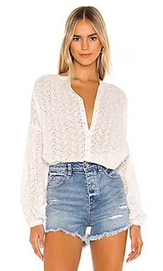 Free People Maddison Eyelet Blouse in Ivory from Revolve.com | Revolve Clothing (Global)
