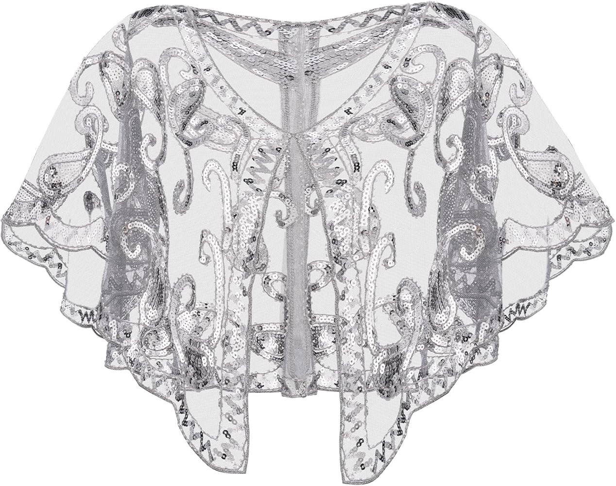 SWEETV Women's 1920s Flapper Shawl,Sequin Beaded Shawls and Wraps for Evening Dresses/Party/Weddi... | Amazon (US)