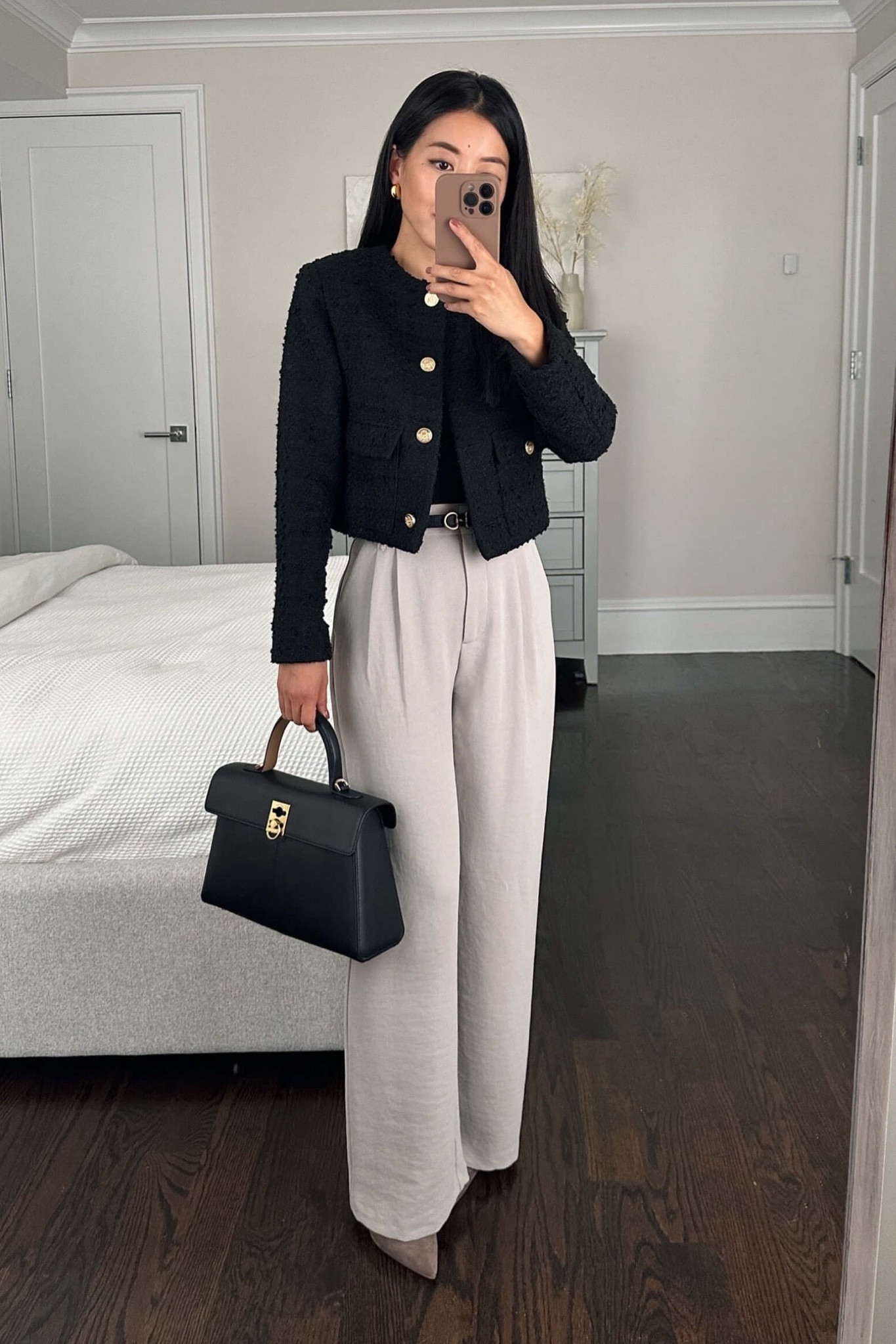 Price drop on select styles of A&F Sloane trousers - still one of the best fitting trousers for petite workwear 

• A&f crepe Sloane Trousers - 

I wear a 24 short in the lightweight and regular for a snug waist fit, sometimes a 25 short in certain other fabrics like crepe. These are the crepe which feel elevated. Sold out in some colors, but I've linked several in stock options. 

• Boucle tweed jacket size xxs - nice quality, chic modern cropped boxier cut with shoulder pads. Petite friendly. I have the sleeves folded under about an inch. 

• Edited Pieces belt size xxs (sold at editedpieces.com)

• Cafune bag, not linkable

#LTKGiftGuide #LTKSeasonal #LTKHoliday