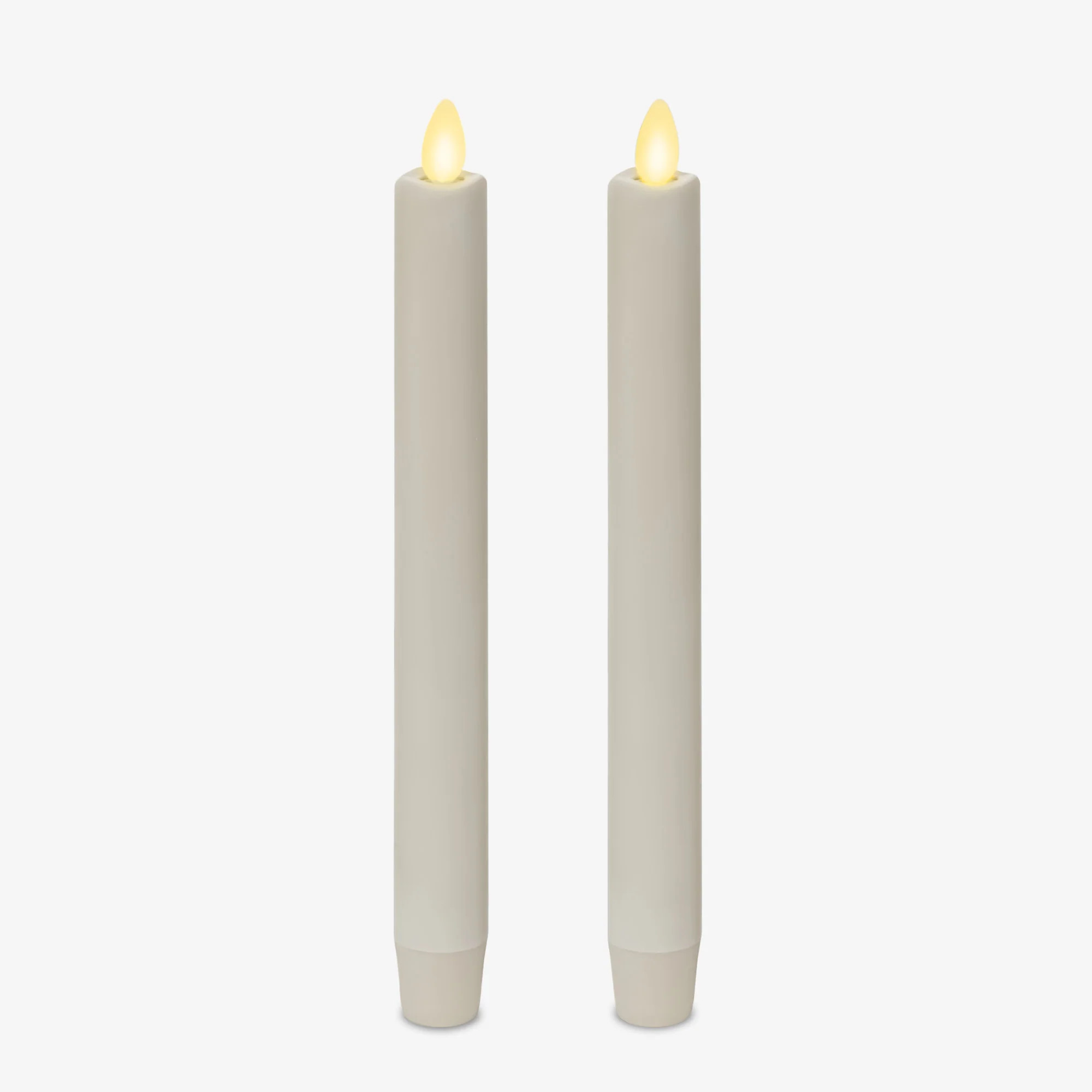 White Flameless Candle Tapers - Melted Top - 9.5" Height - Set of 2 | Luminara