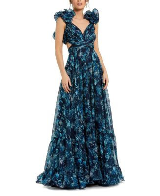Women's Ruffle Tiered Floral Cut-Out Chiffon Gown | Bloomingdale's (US)