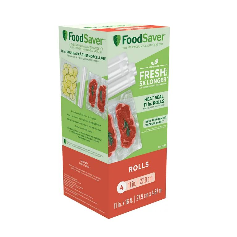 FoodSaver Easy Seal & Peel 11" x 16' Vacuum Seal Roll, 4 Pack | Walmart (US)
