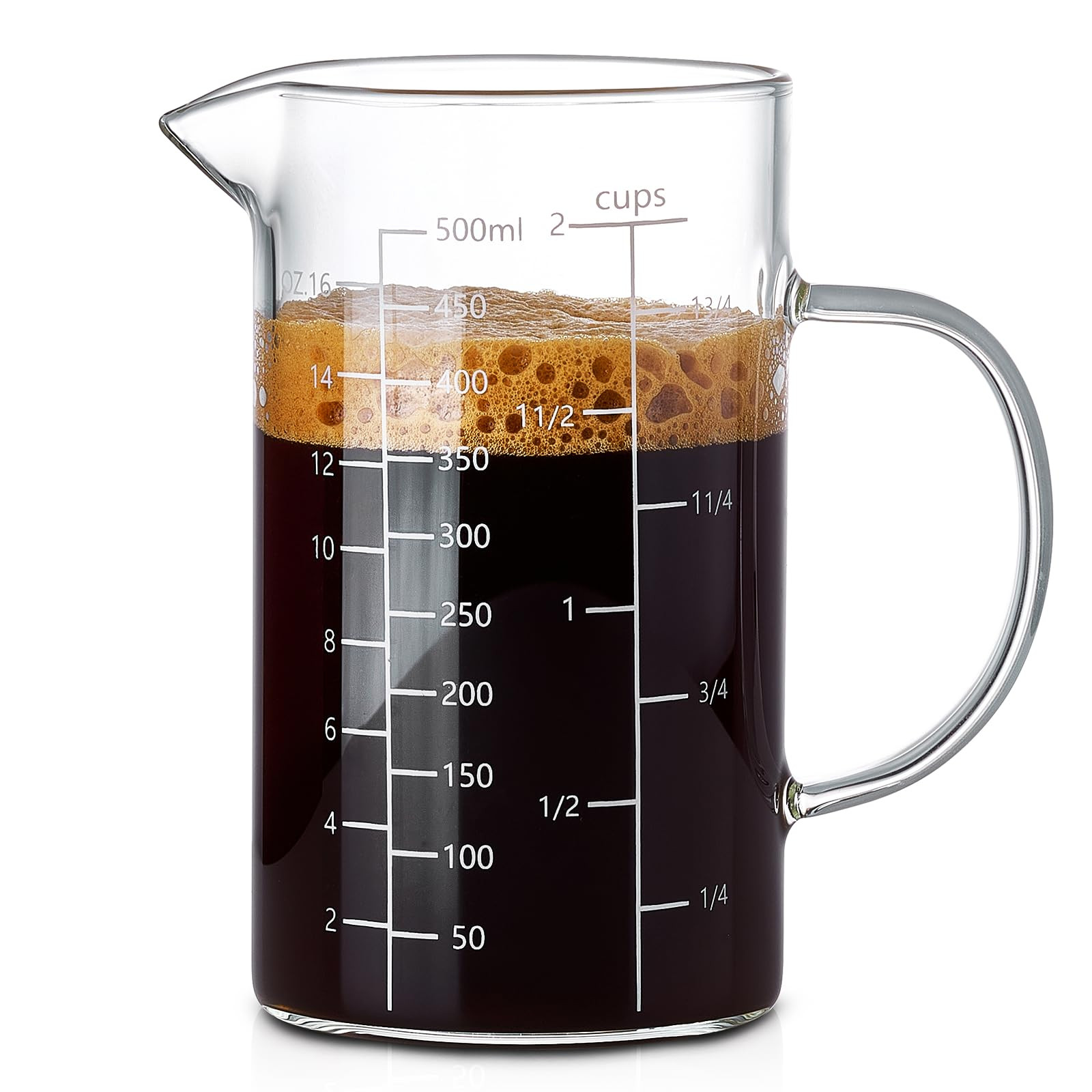 500ML 2 CUP Glass Liquid Measuring Cup With Handle, High Borosilicate Glass Three Scales (OZ, Cup... | Amazon (US)