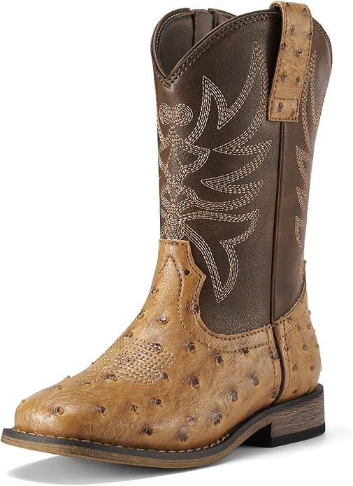 Rollda Kids Cowboy Boots for Boys Girls Western Square Toe Cowgirl Boots with Walking Heel (Toddl... | Amazon (US)
