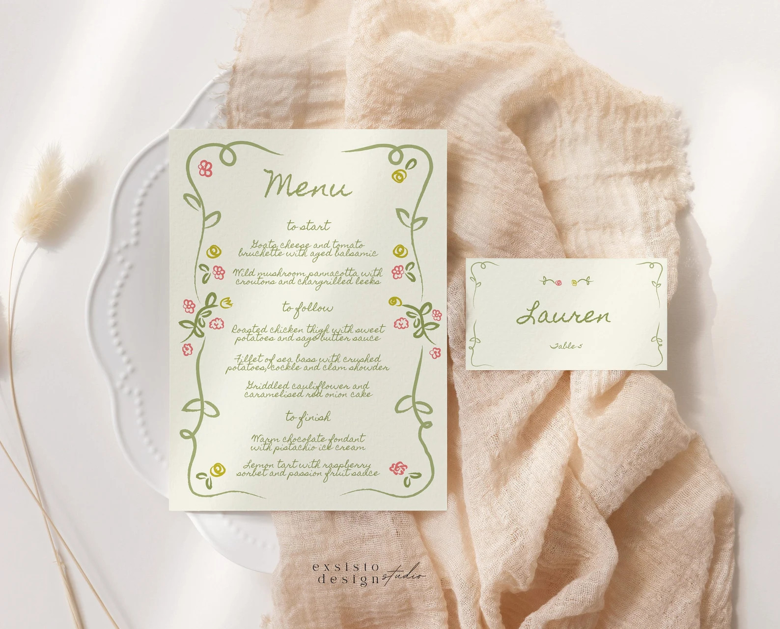 Floral Border Menu and Place Card Template (Digital Download), 015 | Etsy (Global)