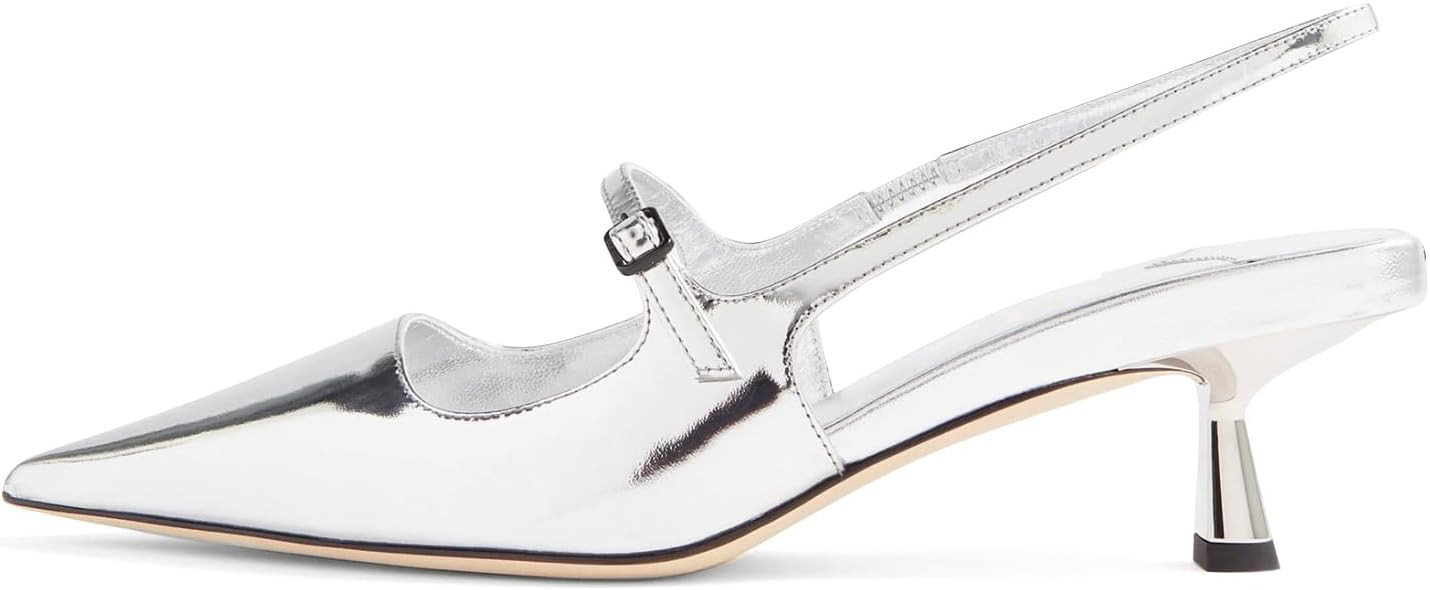 MIRAAZZURRA Slingback kitten Heels Pumps Pointed Toe Low Heel Slip On Dress Shoes with Buckle Str... | Amazon (US)