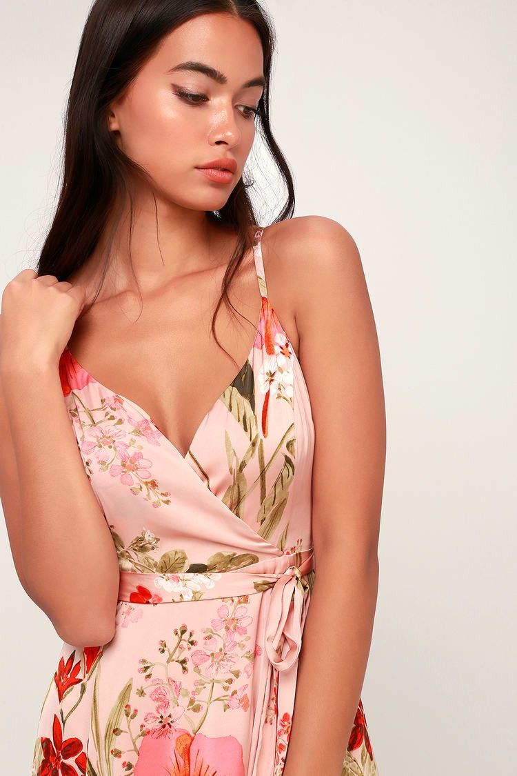 Still the One Blush Pink Floral Print Satin Maxi Dress - Summer wedding Guest Dress | Lulus (US)