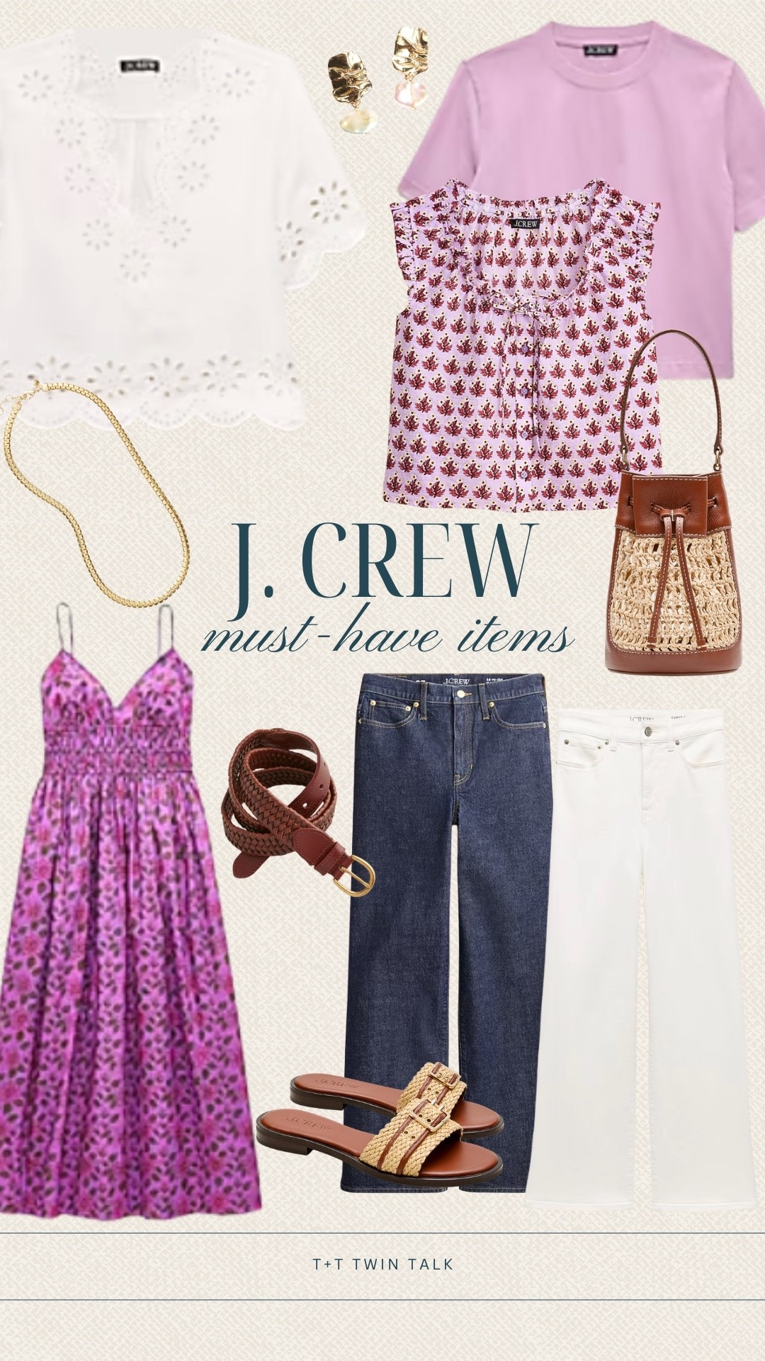 We picked some fun and unique pieces from J. Crew for spring! The printer top, and floral dress are easy pieces to style! We added some dark raffia pieces and gold jewelry for a look you can wear all season!

#LTKMidsize #LTKSeasonal #LTKOver40