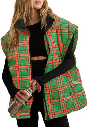 Tankaneo Womens Floral Oversized Puffer Vest Cap Sleeve Winter Warm Puffy Quilted Jackets Coat | Amazon (US)