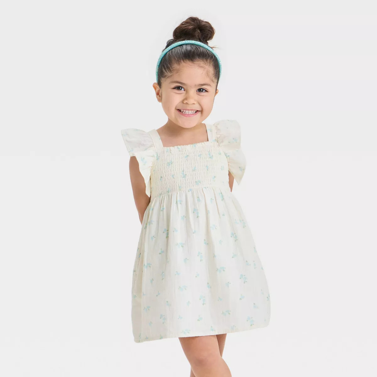 Toddler Girls' Smocked Gauze Dress - Cat & Jack™ Cream 3T | Target