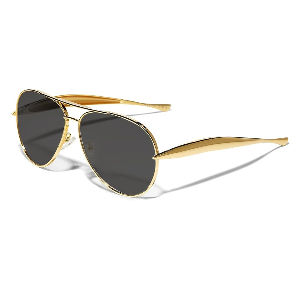 Retro Gold Aviator Sunglasses for Women Men, 2025 Metal Oversized 70s Aviators Sun Glasses | Amazon (US)