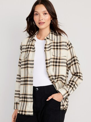 Oversized Flannel Boyfriend Shirt for Women | Old Navy (US)