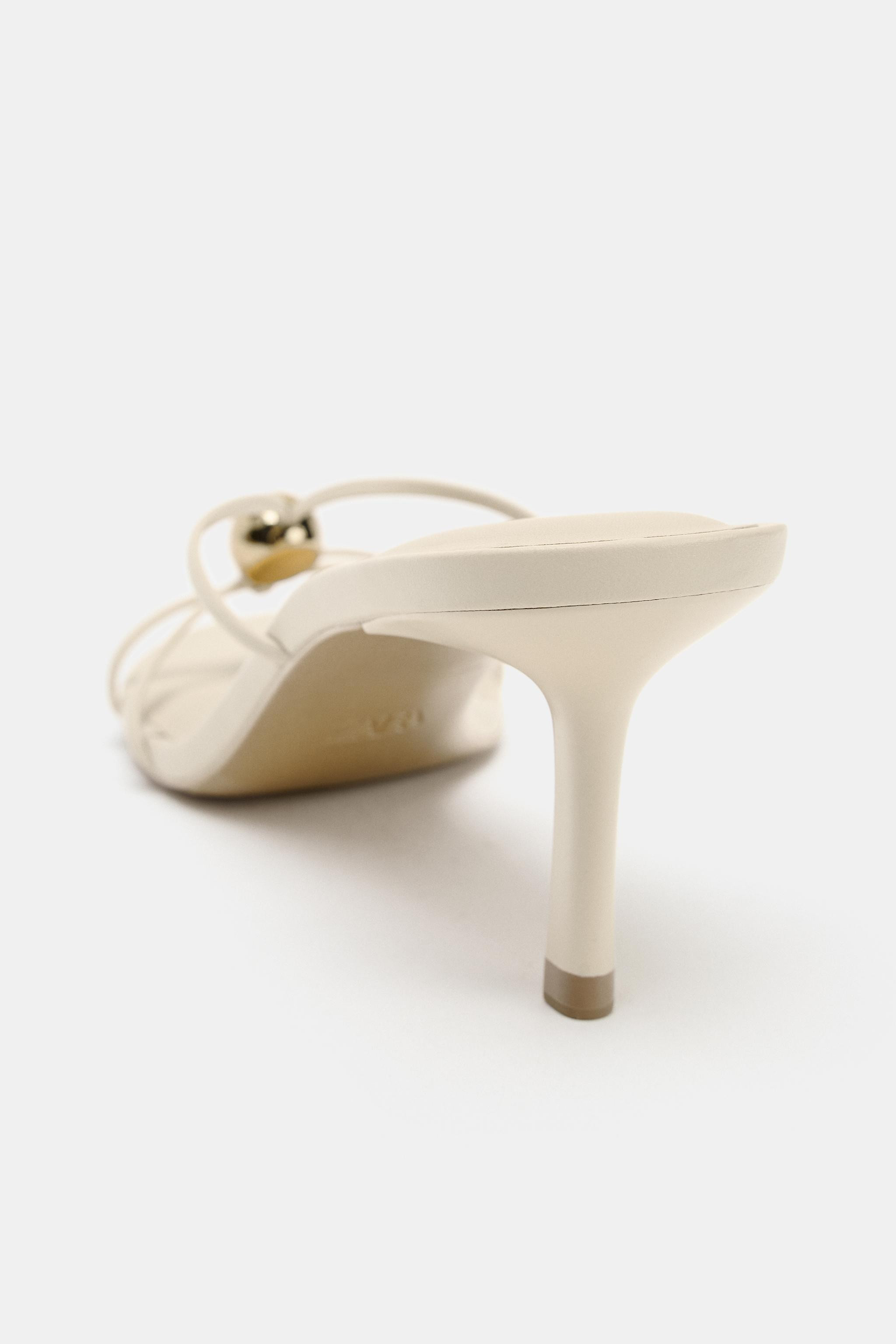 METALLIC APPLIQUE HEELED SANDALS | Zara US