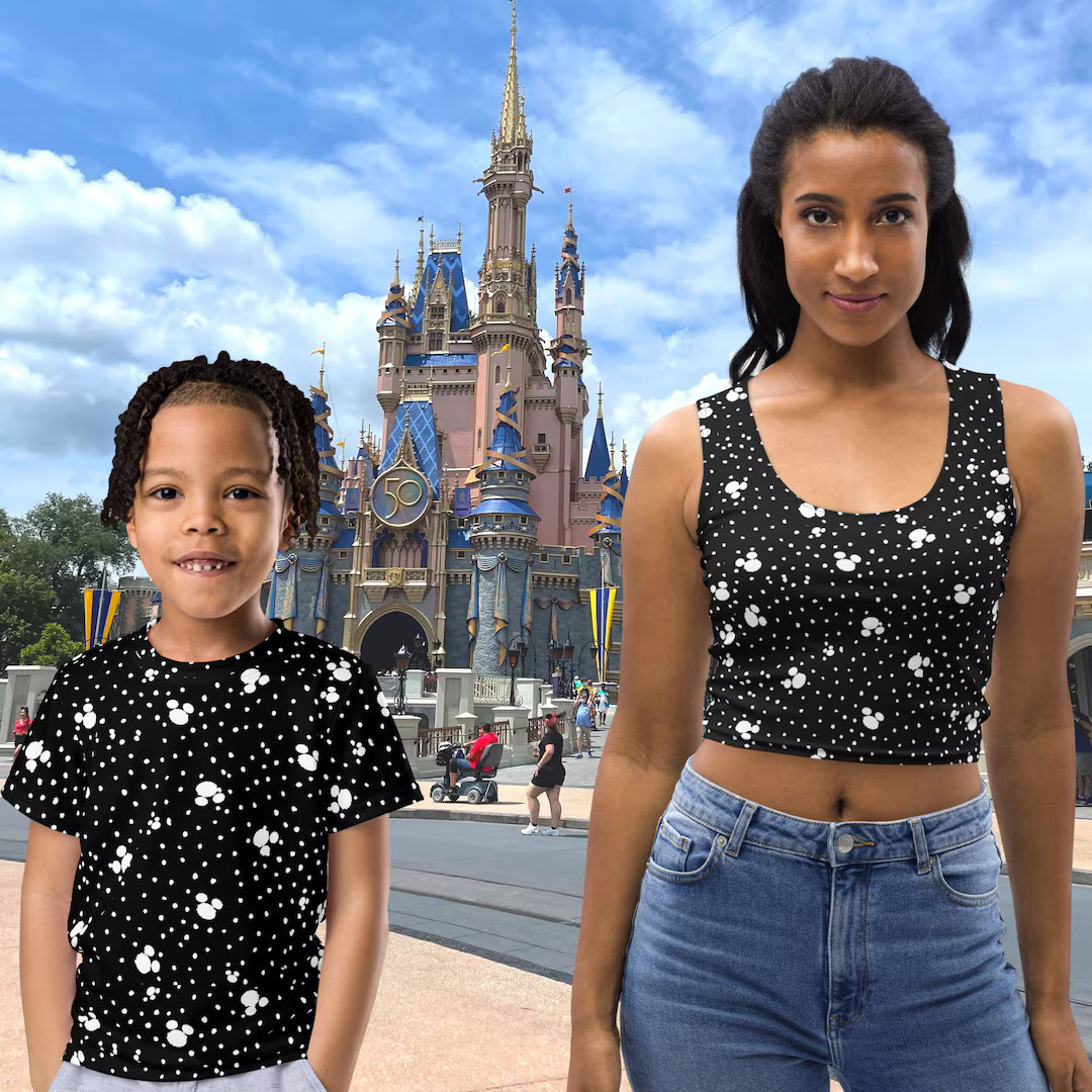 Black Polka Dot Crop Top, Family Matching Vacation Shirts, Running Crop Top, Couples matching tee... | Etsy (US)