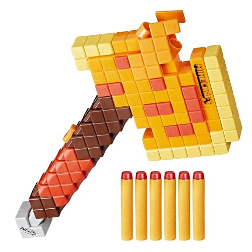 Nerf Minecraft Firebrand, Dart Blasting Axe, 6 Nerf Elite Foam Darts, Design Inspired by Minecraft Axe in The Game, Pull Down Priming, Minecraft Toys | Amazon (US)