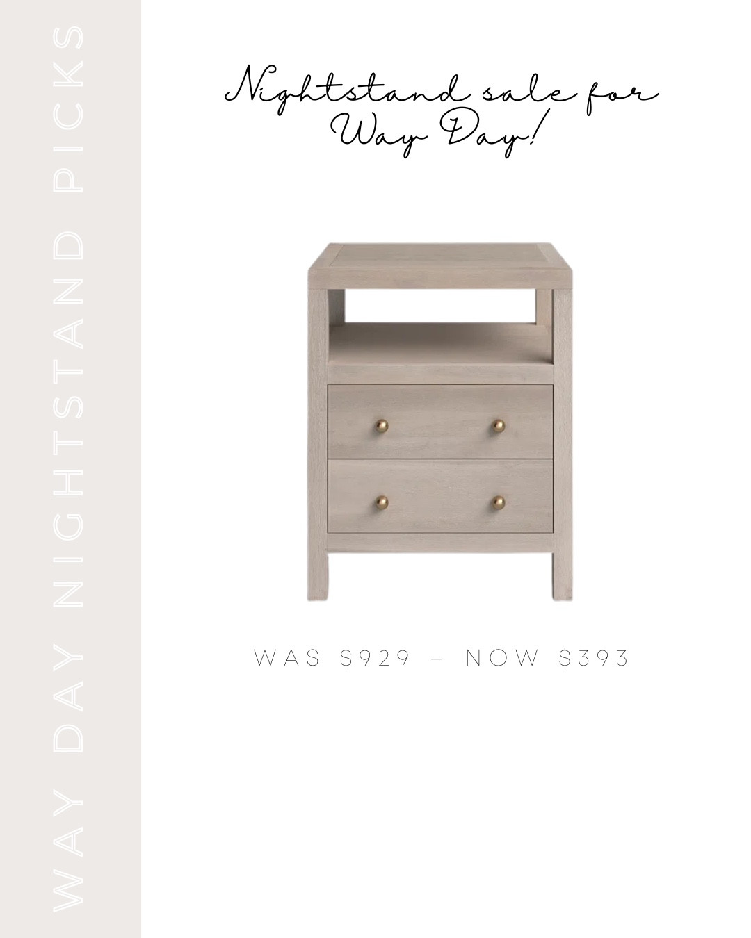 The best Wayfair nightstands on sale during Way Day right now 🤍 All neutral, all beautiful, all significantly discounted through April 27th. If you’ve been waiting to upgrade your bedroom this is your moment. Linking everything here with pricing so you can easily compare.

#LTKSaleAlert #LTKHome