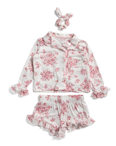 Toddler Girls Floral Coat Front Pajama Set | TJ Maxx