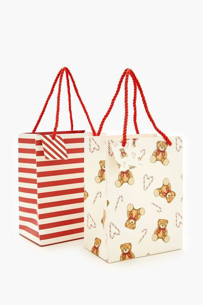 Teddy Bear & Candy Cane Gift Bag Set | Forever 21
