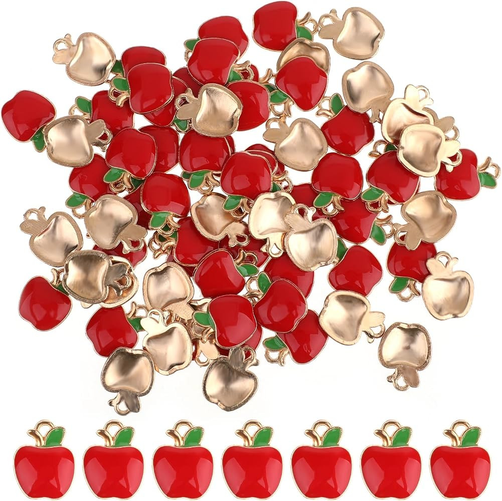 KALIONE 70 Pcs Red Apple Charms Teacher Charms Alloy Apple Pendants Fruit Charm for Jewelry Makin... | Amazon (US)