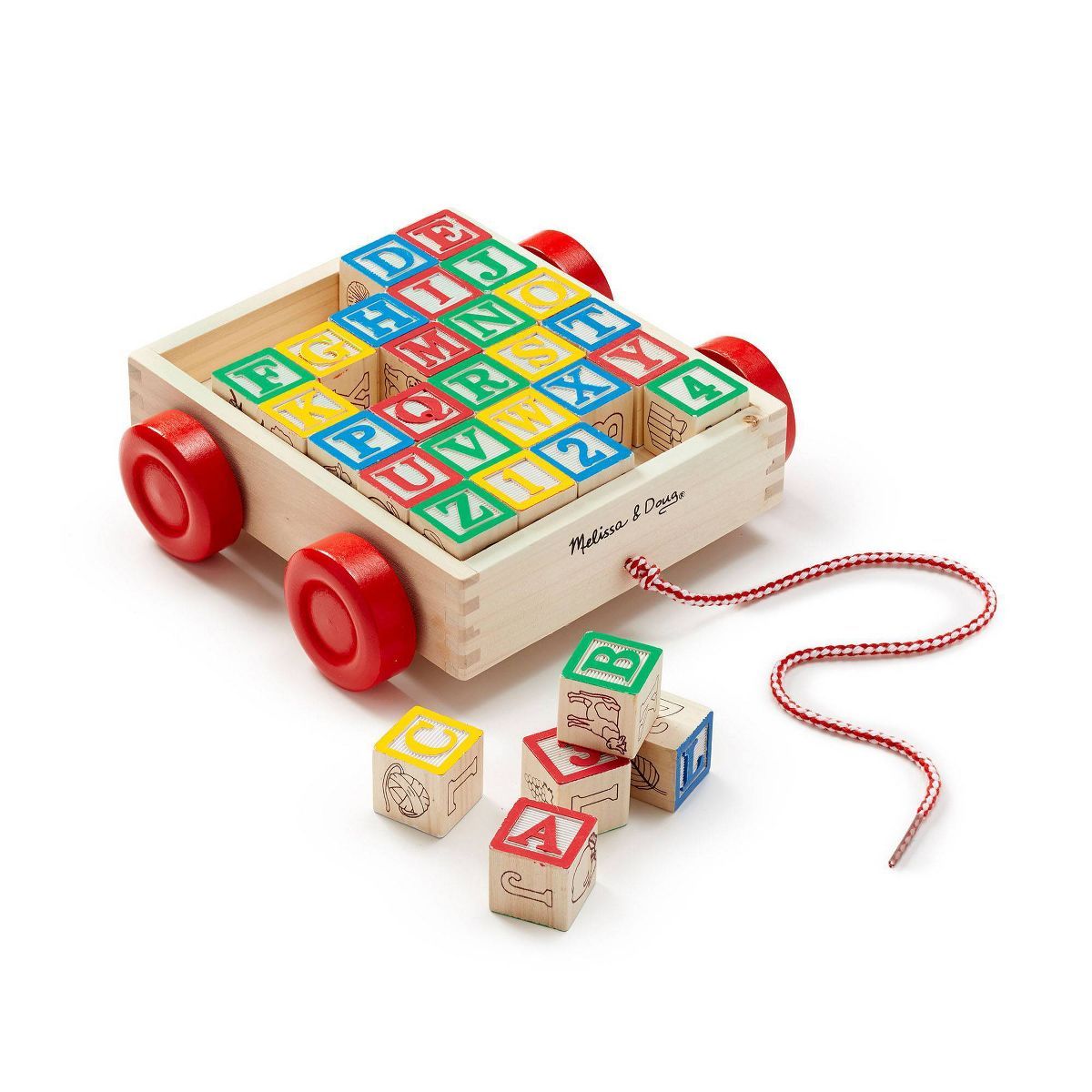 Melissa & Doug Classic ABC Wooden Block Cart Educational Toy With 30 Solid Wood Blocks | Target
