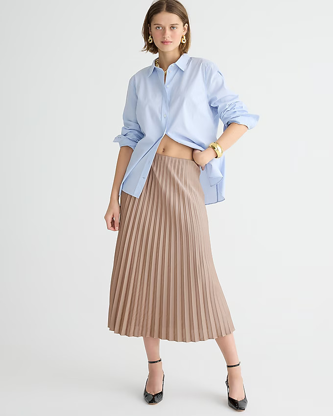Pleated pull-on midi skirt | J. Crew US