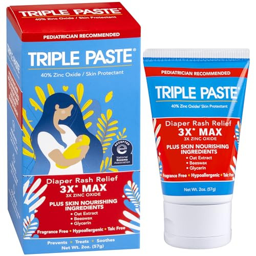Triple Paste 3X Max Diaper Rash Ointment for Baby, Maximum Strength with 40% Zinc Oxide Ointment for Serious Diaper Rash, 2 oz Tube | Amazon (US)
