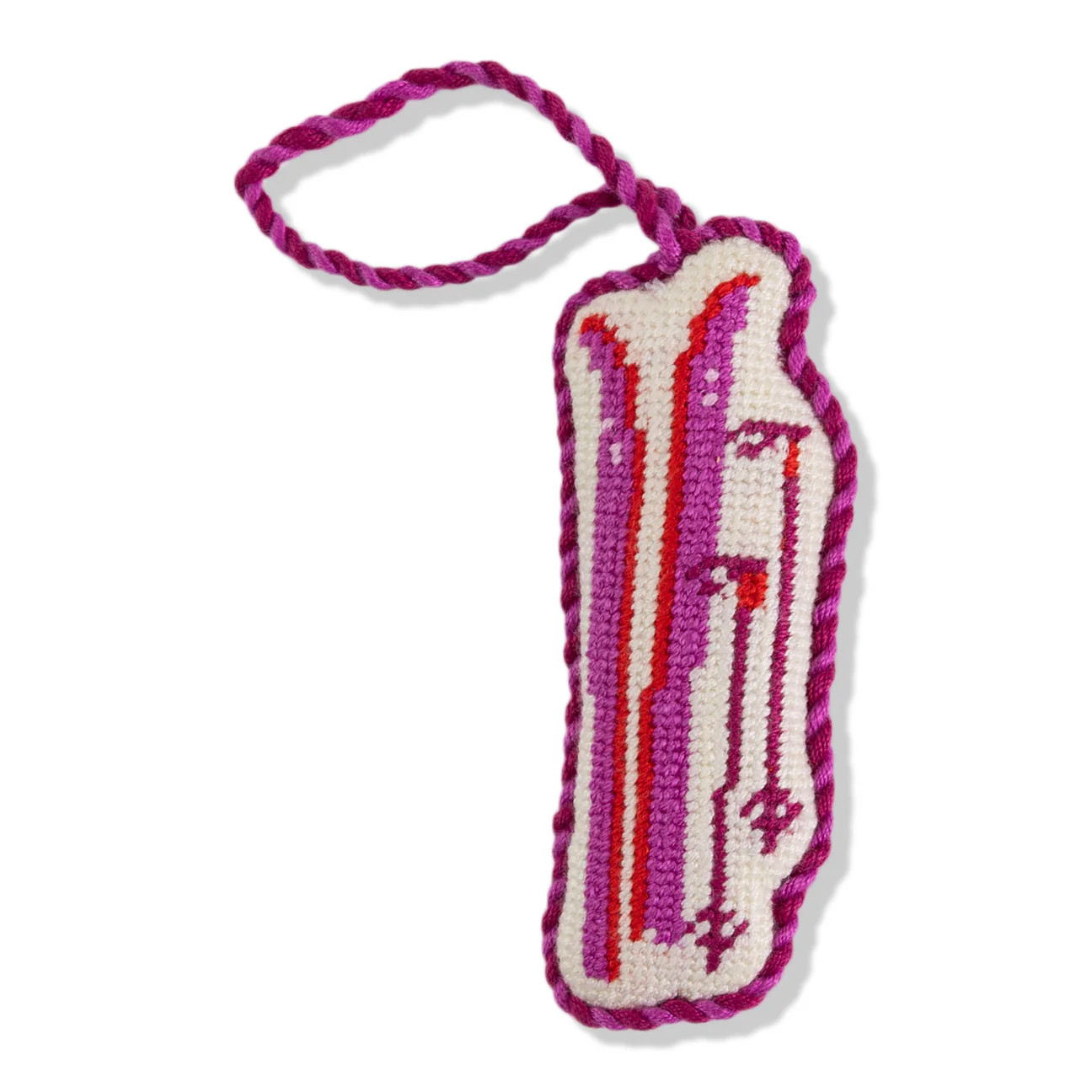 Furbish Studio Needlepoint Shape Ornament - Skis | Furbish Studio