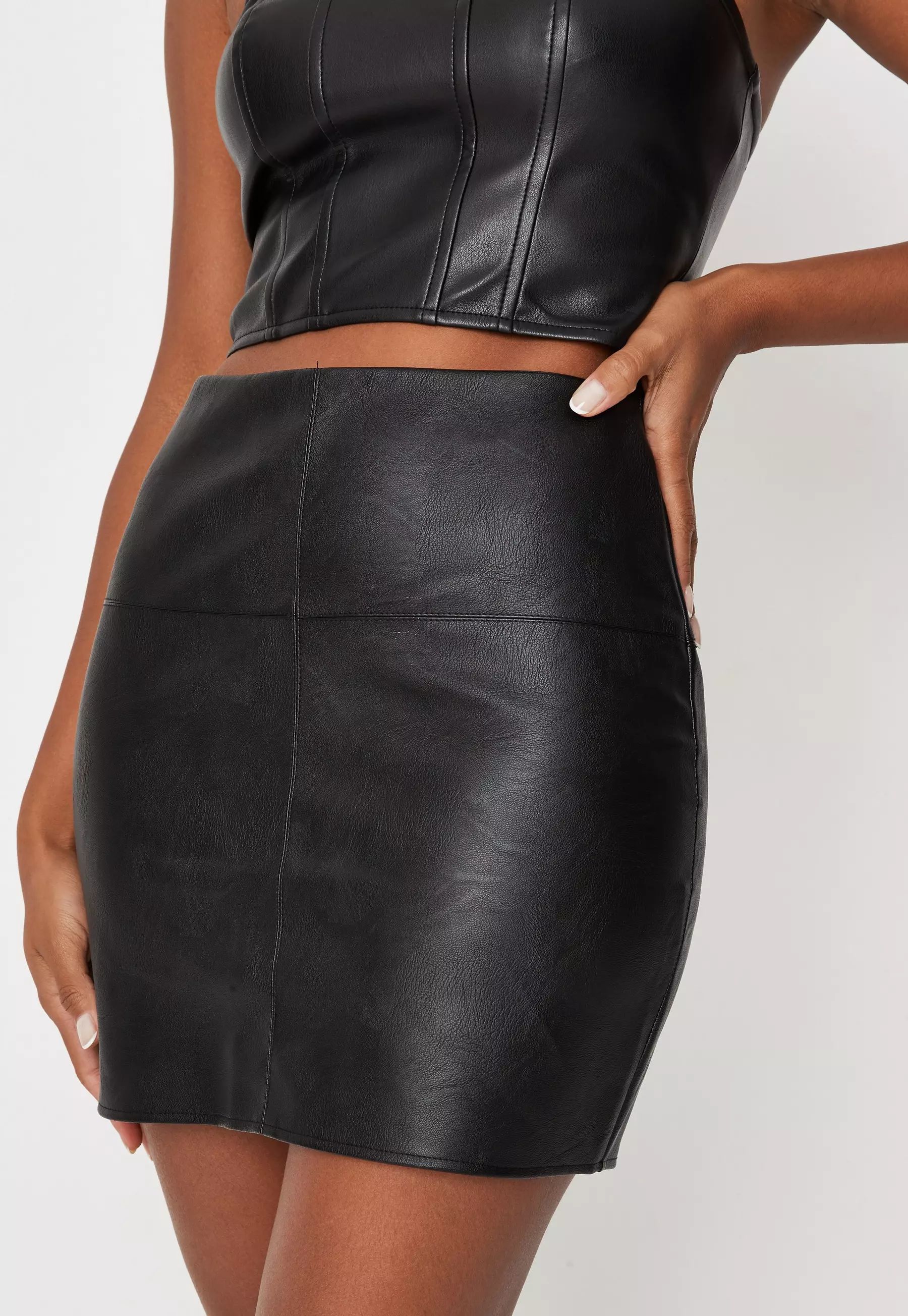 Missguided - Petite Black Faux Leather Mini Skirt | Missguided (US & CA)
