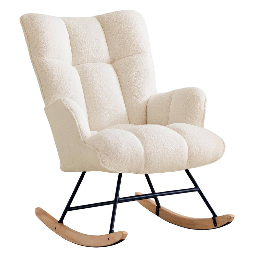 Zedachica Rocking Chair Nursery Teddy Upholstered Glider Rocker Rocking Accent Chair with High Ba... | Amazon (CA)