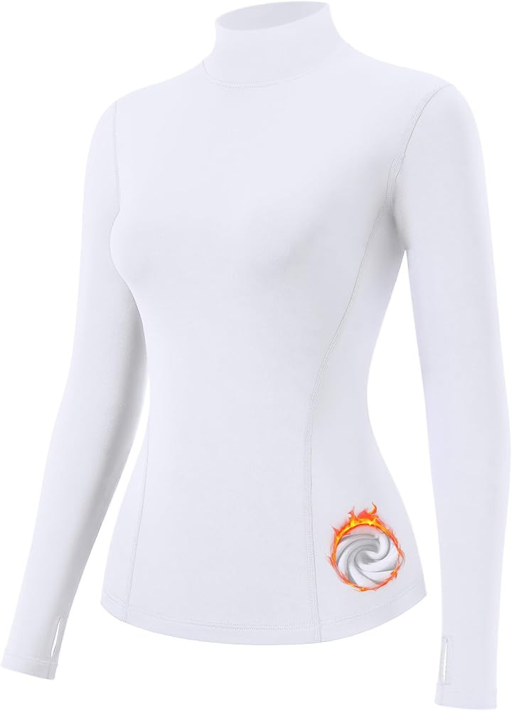 Moozava Thermal Shirts for Women Mock Turtle Neck Compression Long Sleeve Shirt Fleece Athletic B... | Amazon (US)