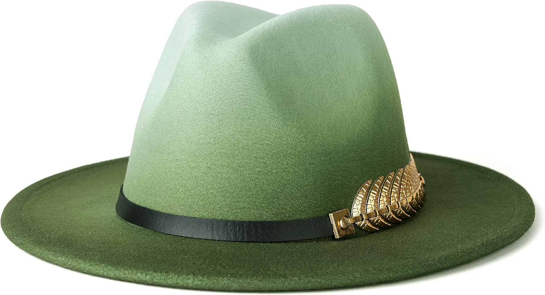 Gossifan Women Gradient Color Fedora Wide Brim Felt Panama Hat with Belt Buckle | Amazon (US)