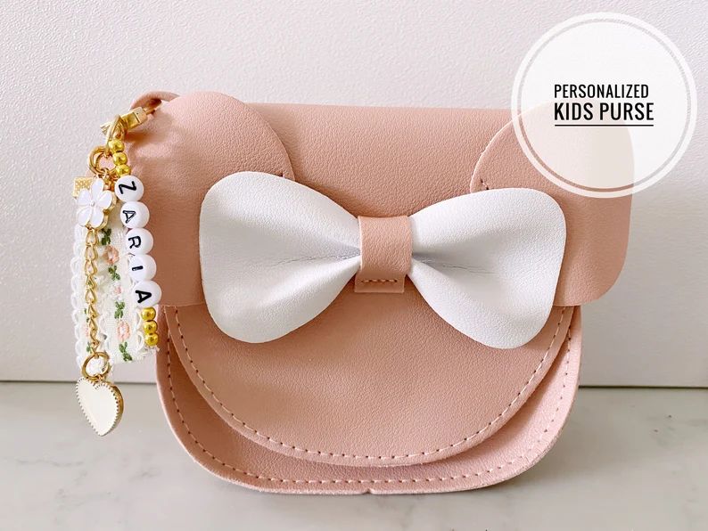 Girls Pink Bow Personalized Name Purse Flower Girl Daisy Crossbody Handbag Sunglasses Toddlers Ki... | Etsy (US)