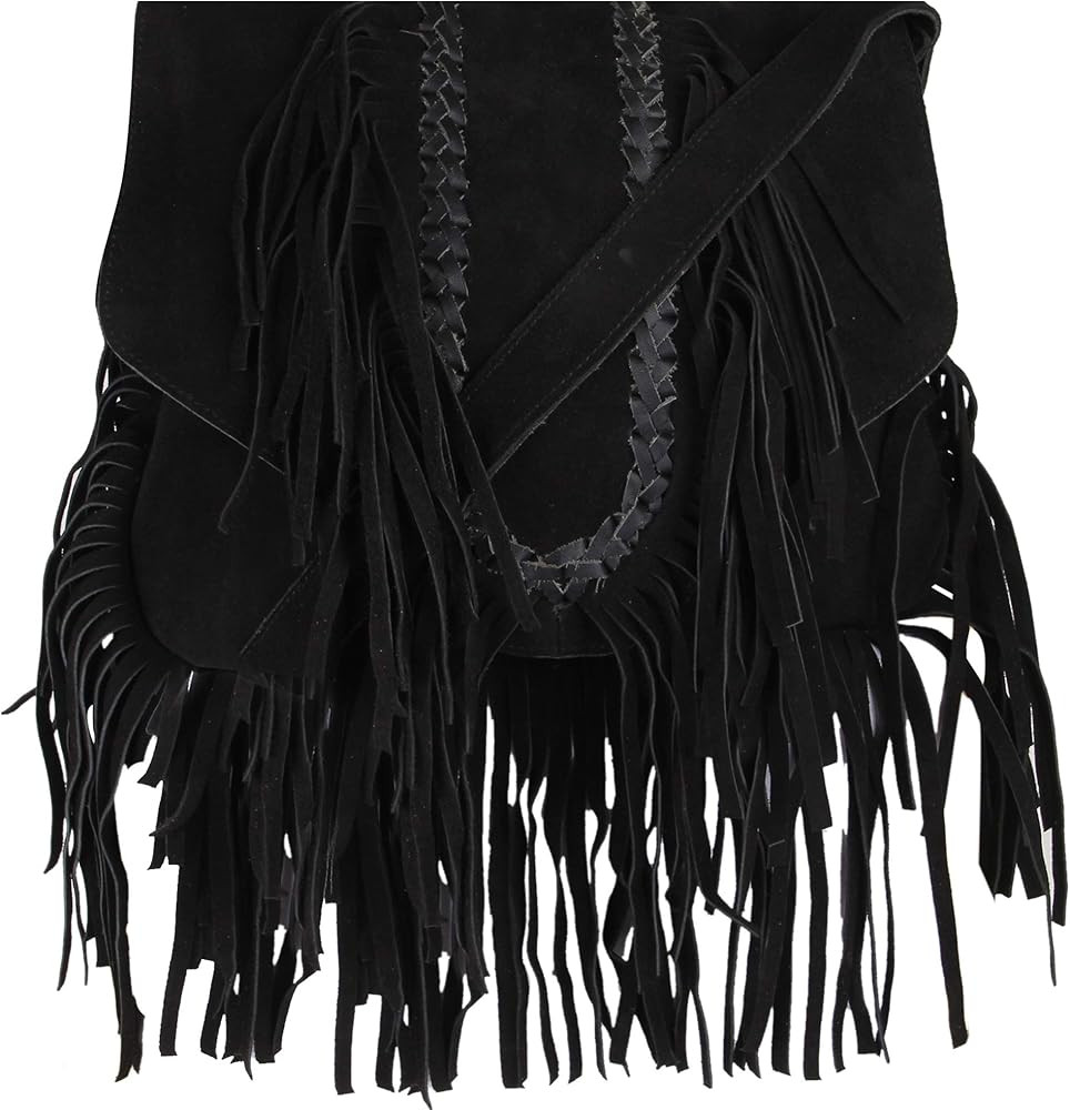 Aryan Exports Women Hippie Fringe Bags Fashion Bohemian Black Tassel Cross Body Bag Vintage Boho ... | Amazon (US)