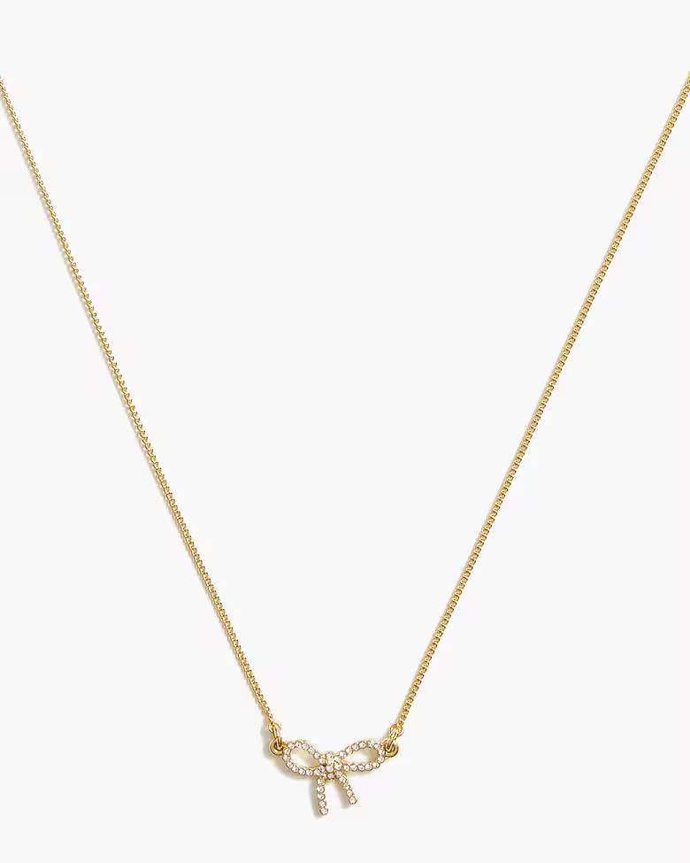 Pavé crystal bow necklace | J.Crew Factory