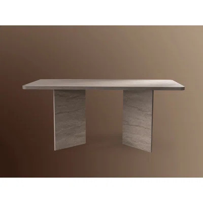 Modern Dining Table, Travertine Finish, 180 x 75 x 90 cm, 100% Melamine Coated Particle Board, 0 cm Thick, Sturdy Particle Board Legs, 100 kg Capacity | Wayfair North America