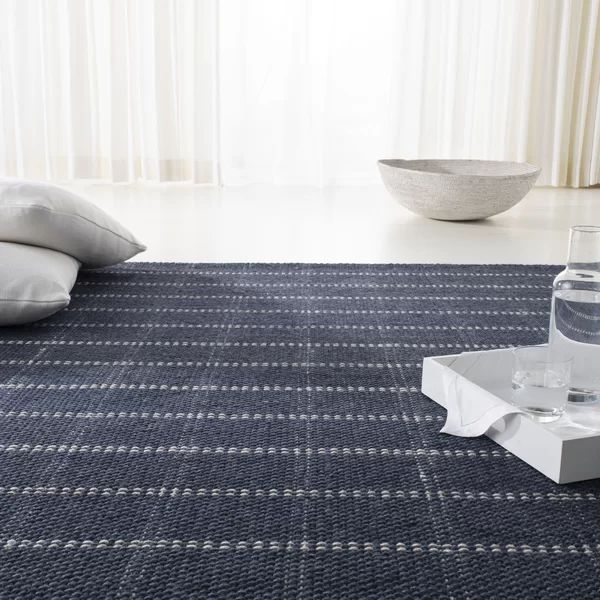 Tamworth Plaid Handmade Handwoven Area Rug in Navy | Wayfair North America