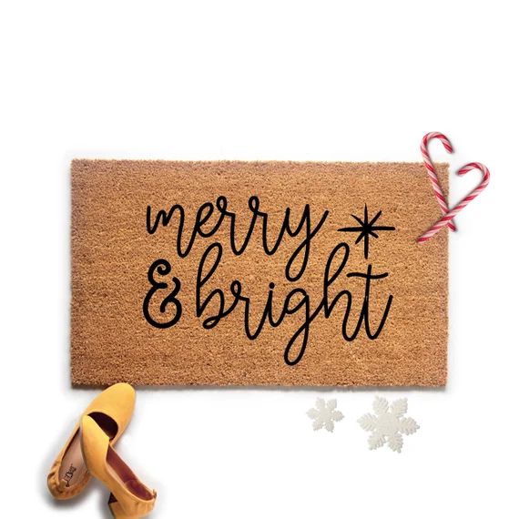 Merry and Bright Christmas Doormat Holiday Farmhouse Welcome | Etsy | Etsy (US)