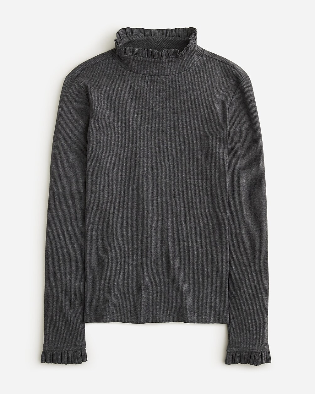 Vintage rib ruffle mockneck T-shirt | J. Crew US