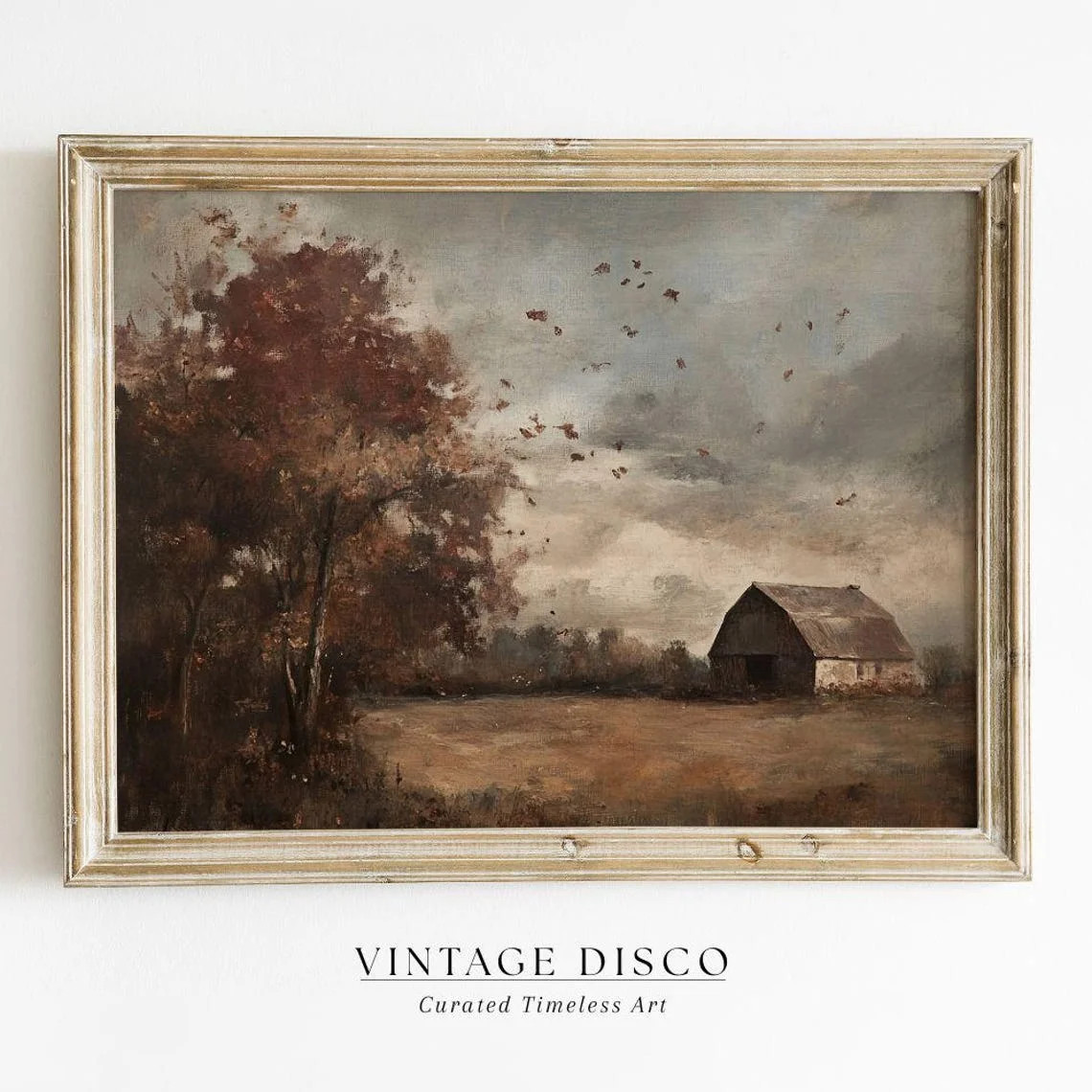 Modroom Moody Pastoral Barn Fall Landscape Print Rustic Fall Farmhouse Wall Art, Vintage Countrys... | Walmart (US)