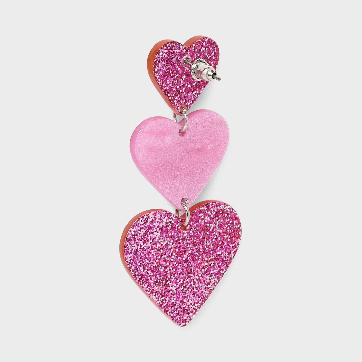 Acrylic Heart Drop Earrings - Dark Pink | Target