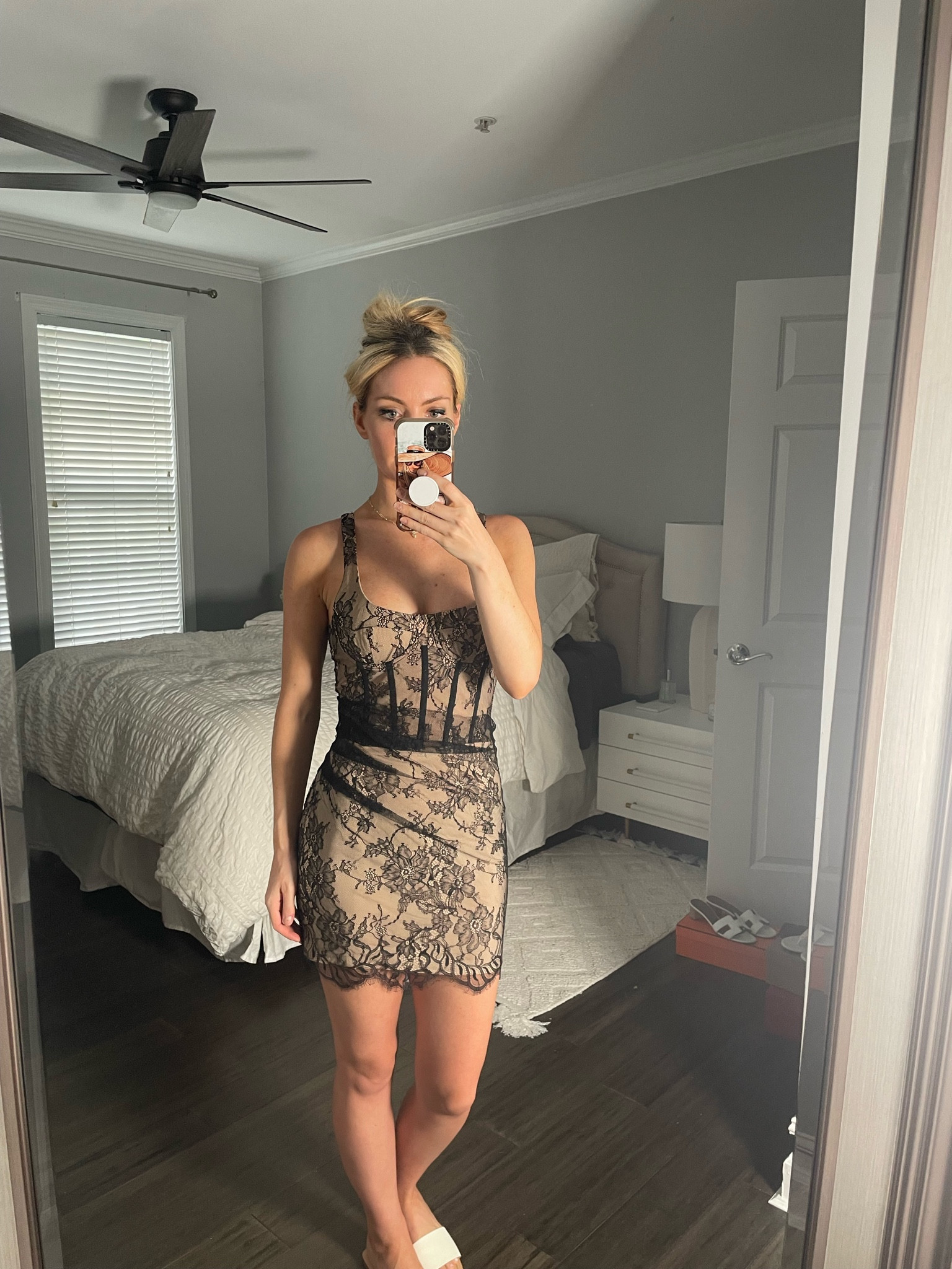 Black lace and nude lining dress, in xs. 

Revolve NBD Libbie Dress in Blackk

#LTKStyleTip #LTKFindsUnder100 #LTKWedding