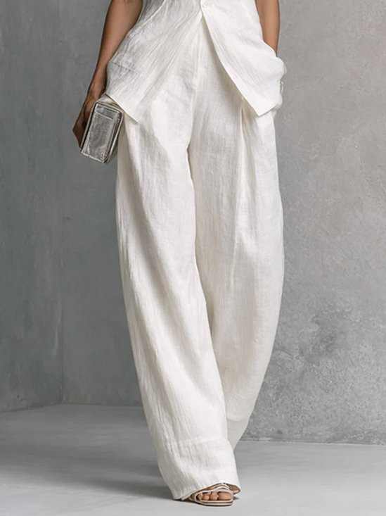 Casual Solid High Waisted H-Line Trousers | Stylewe