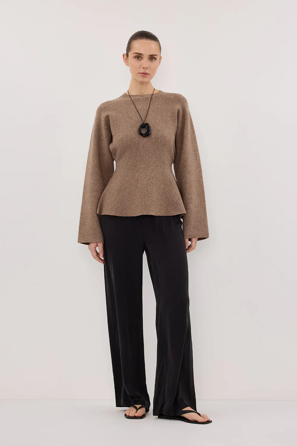 LANIE CHOC LONG SLEEVE KNIT TOP | DISSH