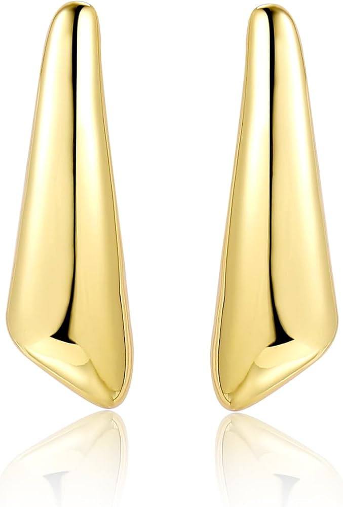 Chunky Gold Dangle Earrings For Women Gold Plated Statement Earrings Large Minimalist Geometric L... | Amazon (US)