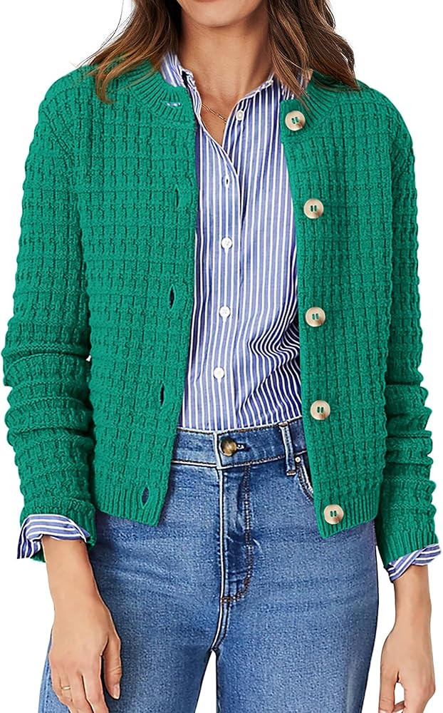 PRETTYGARDEN Women's Knit Cardigan Sweaters Casual Long Sleeve Open Front Button Down Trendy Jack... | Amazon (US)